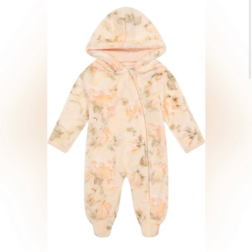 Laura Ashley Infant Girl's Flannel Fleece Bunting Pram, Warm Zip Up Footed